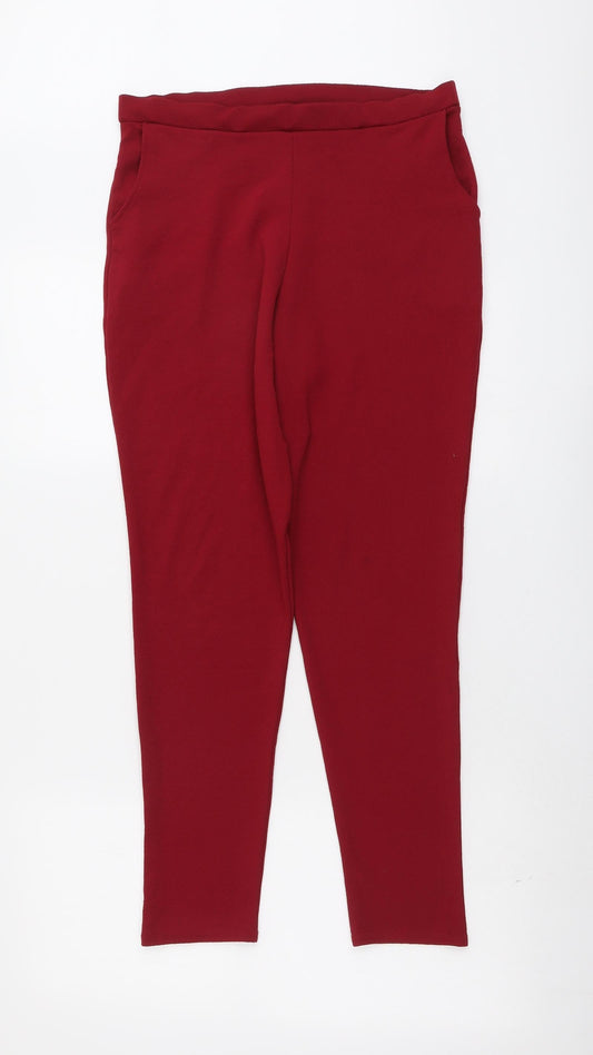 Womens UK Size 12 Boohoo Regular Fit Red Trousers
