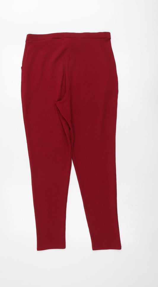 Womens UK Size 12 Boohoo Regular Fit Red Trousers