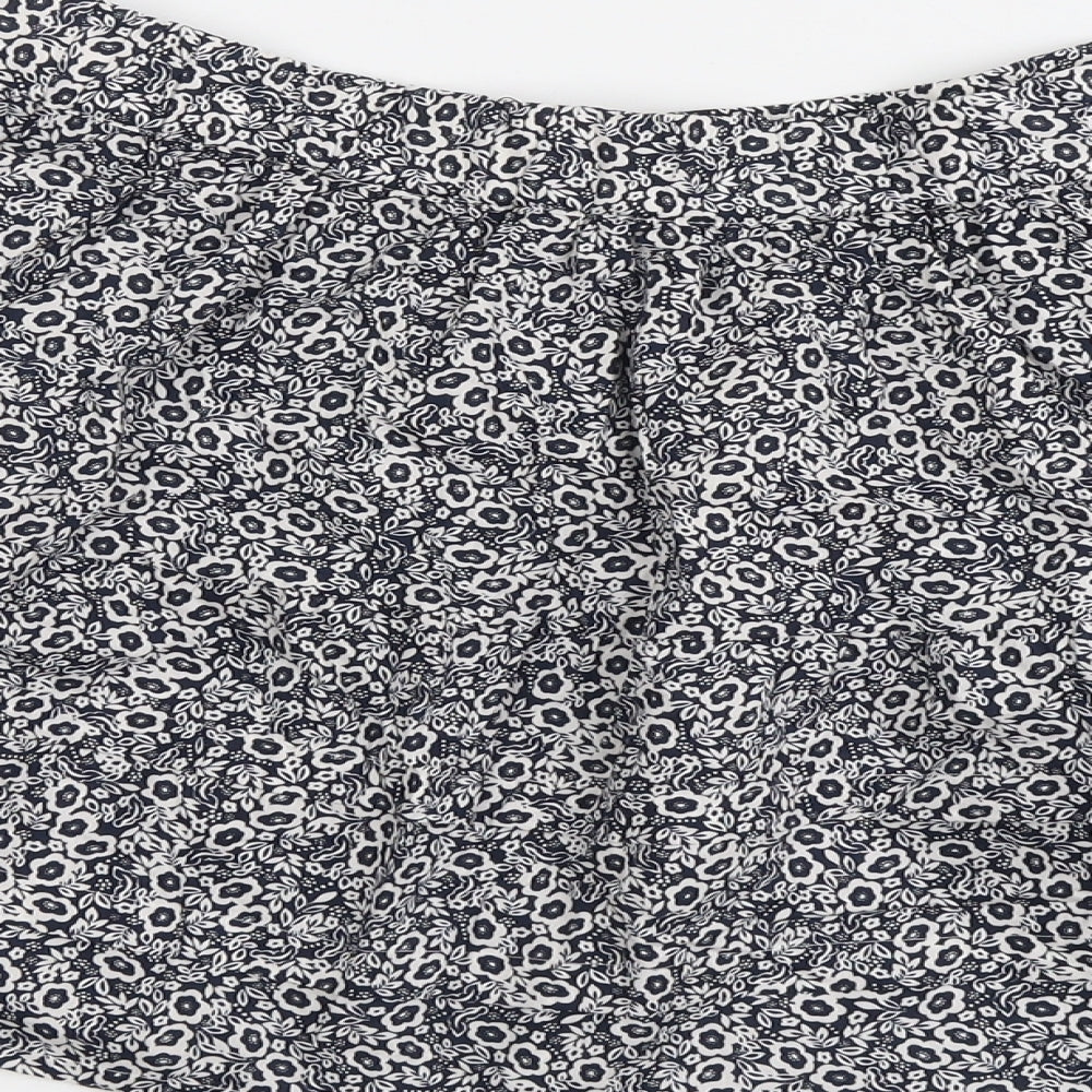 Marks and Spencer Womens Blue Floral Cotton Skater Skirt Size 16