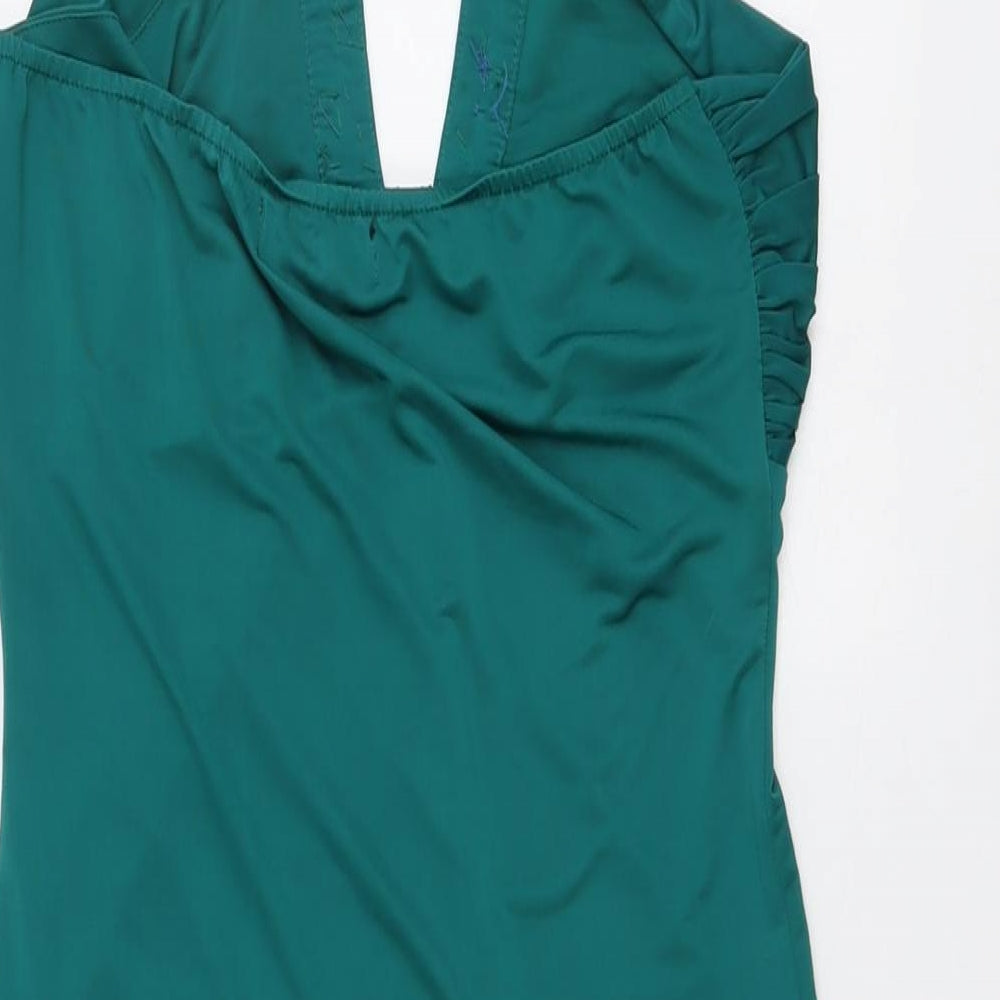 Boohoo Womens Green Polyester Mini Size 12 Halter Pullover