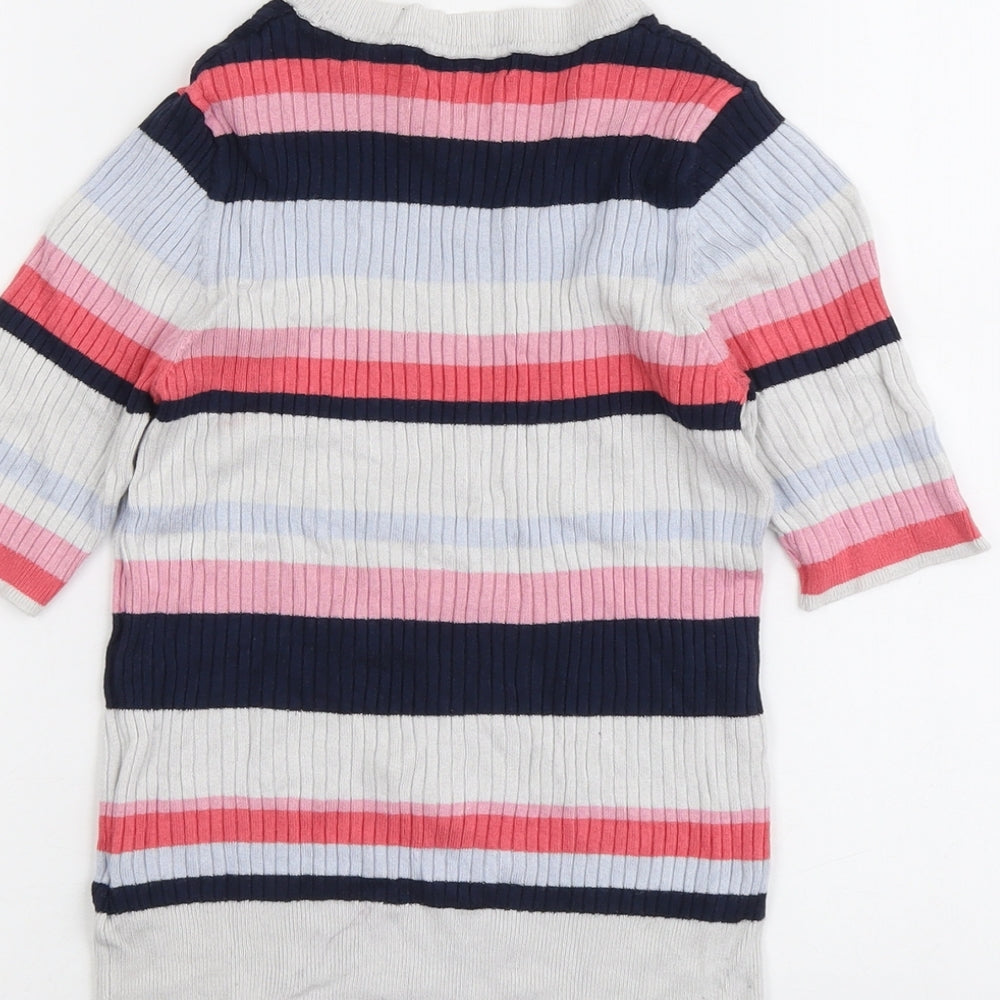 Marks and Spencer Womens Multicoloured Round Neck Striped Viscose Pullover Jumper Size 10