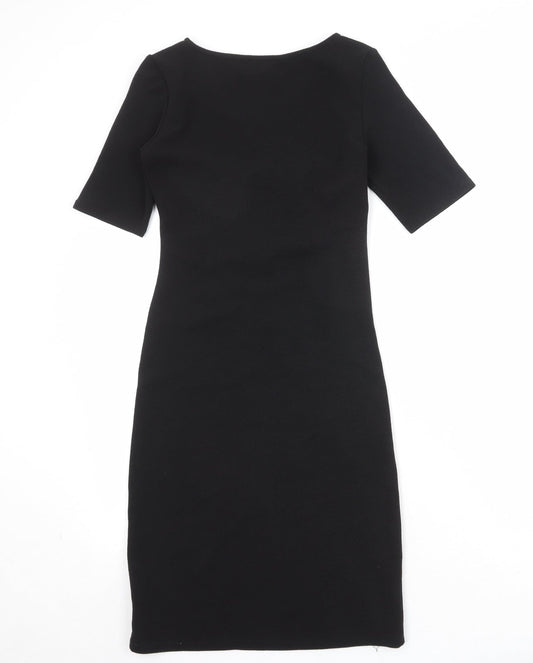 Dorothy Perkins Womens Black Polyester A-Line Size 8 V-Neck Pullover