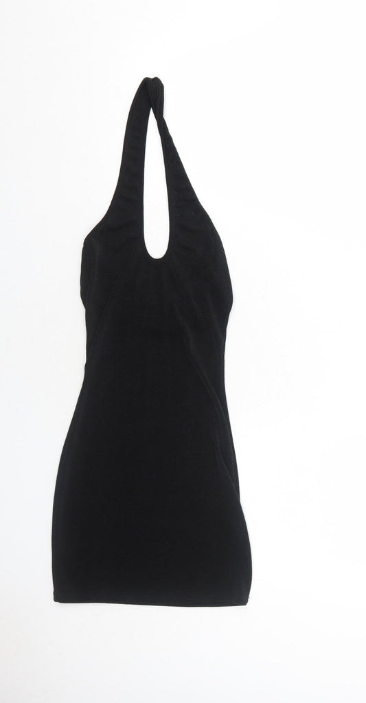 AsYou Womens Black Polyester Bodycon Size 6 Halter Pullover