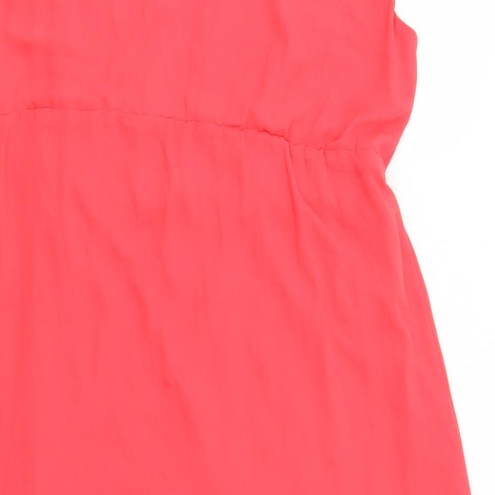 Mama-licious Womens Pink Polyester Trapeze & Swing Size XL V-Neck Zip