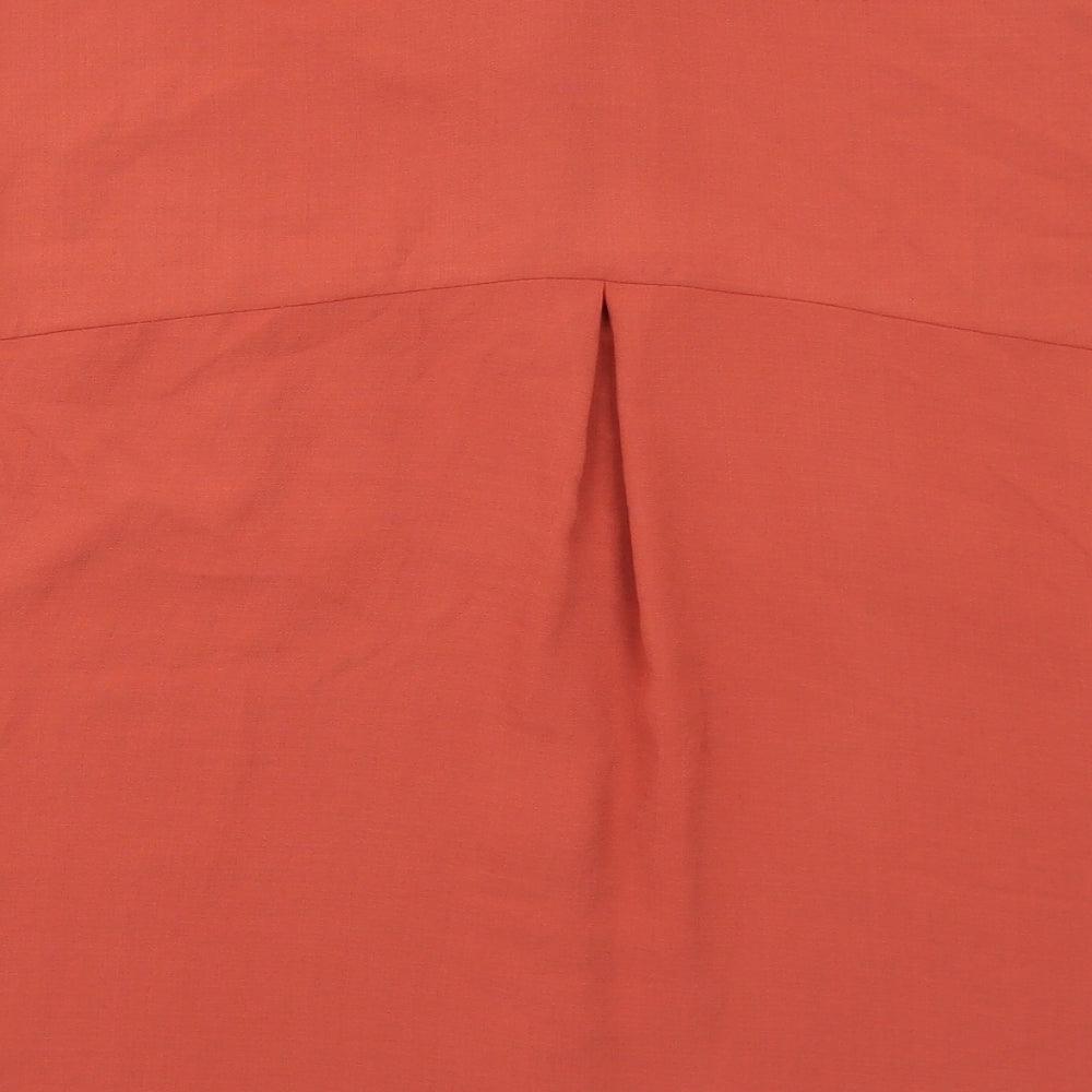M&Co Womens Orange Polyester Basic Button-Up Size 14 Collared