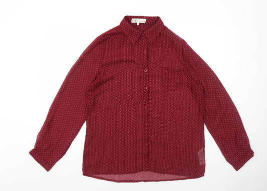 Womens UK Size 18 Cameo Rose Red Basic Button-Up