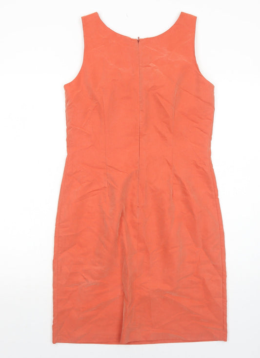 New Look Womens Orange Viscose Pencil Dress Size 12 Boat Neck Zip