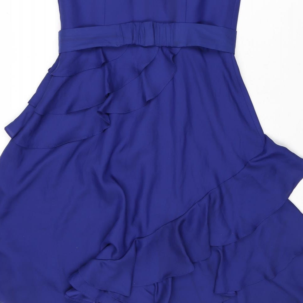 Coast Womens Blue Polyester Fit & Flare Size 10 Sweetheart Zip