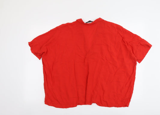 Womens UK Size M Zara Red Basic Blouse