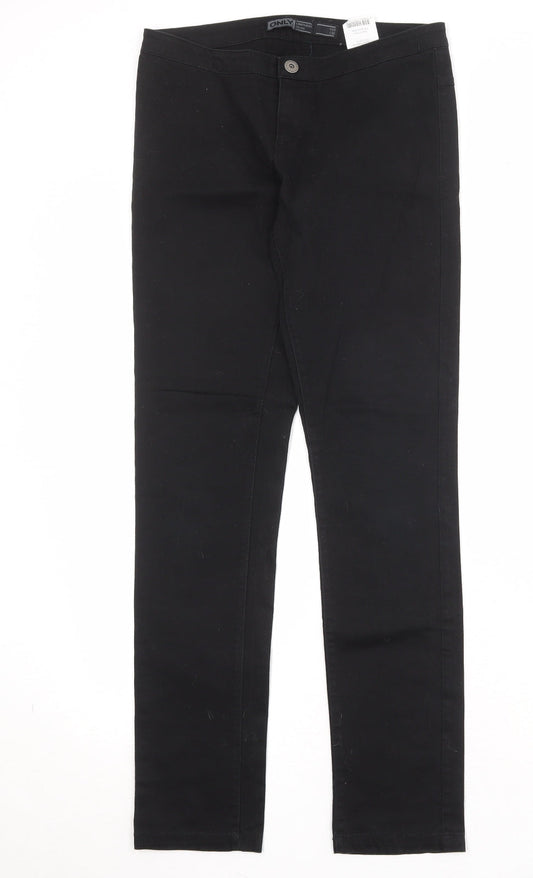 Additional front view of Only women’s black cotton skinny jeans, size UK 28, in regular zip