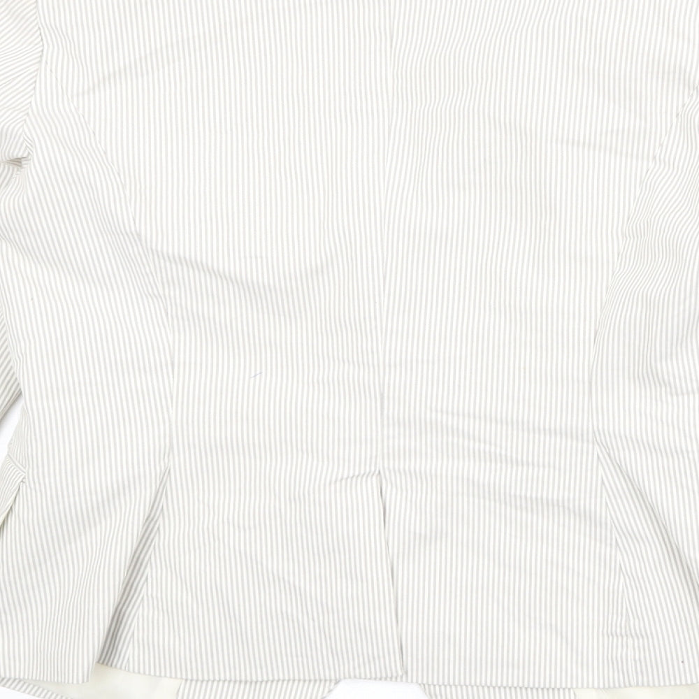 H&M Womens Ivory Striped Cotton Jacket Blazer Size 10