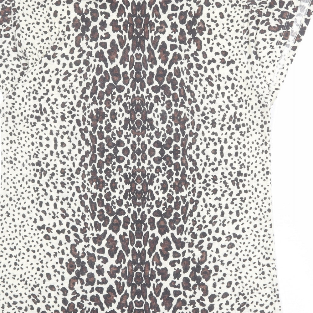 Womens UK Size M Zara Beige Basic T-Shirt