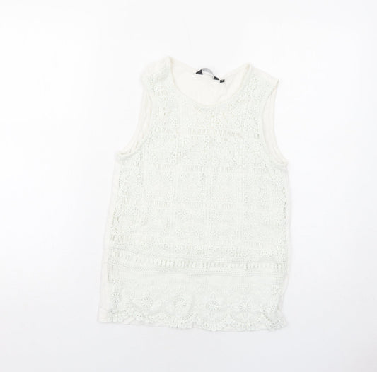Womens UK Size 8 New Look White Basic Tank