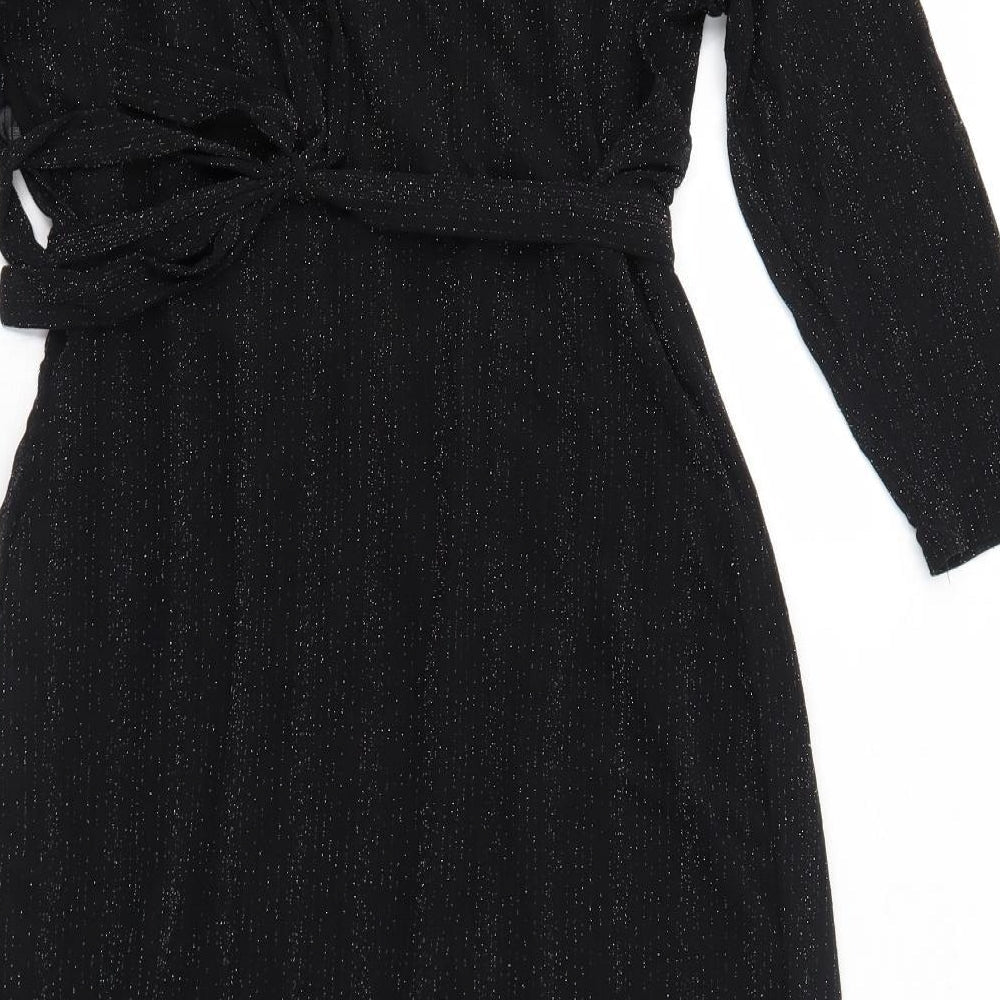 JoJo Maman Bébé Womens Black Striped Polyamide Trapeze & Swing Size S Round Neck Pullover