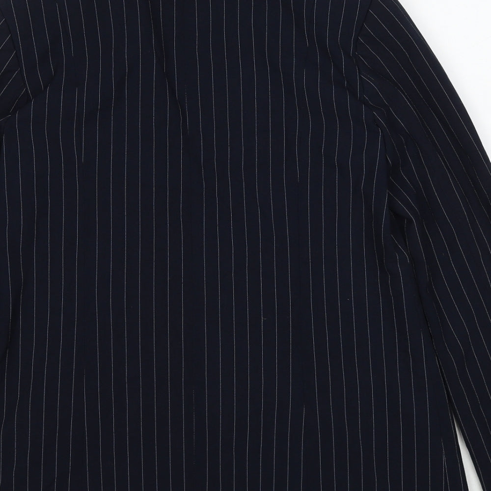 Oasis Womens Blue Striped Polyester Jacket Suit Jacket Size 10