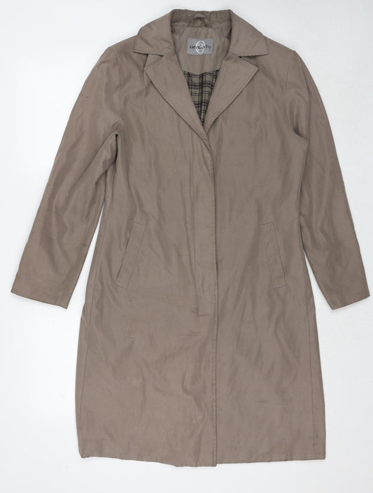 Additional front view of AMARANTO women’s brown overcoat coat, size UK 10, button