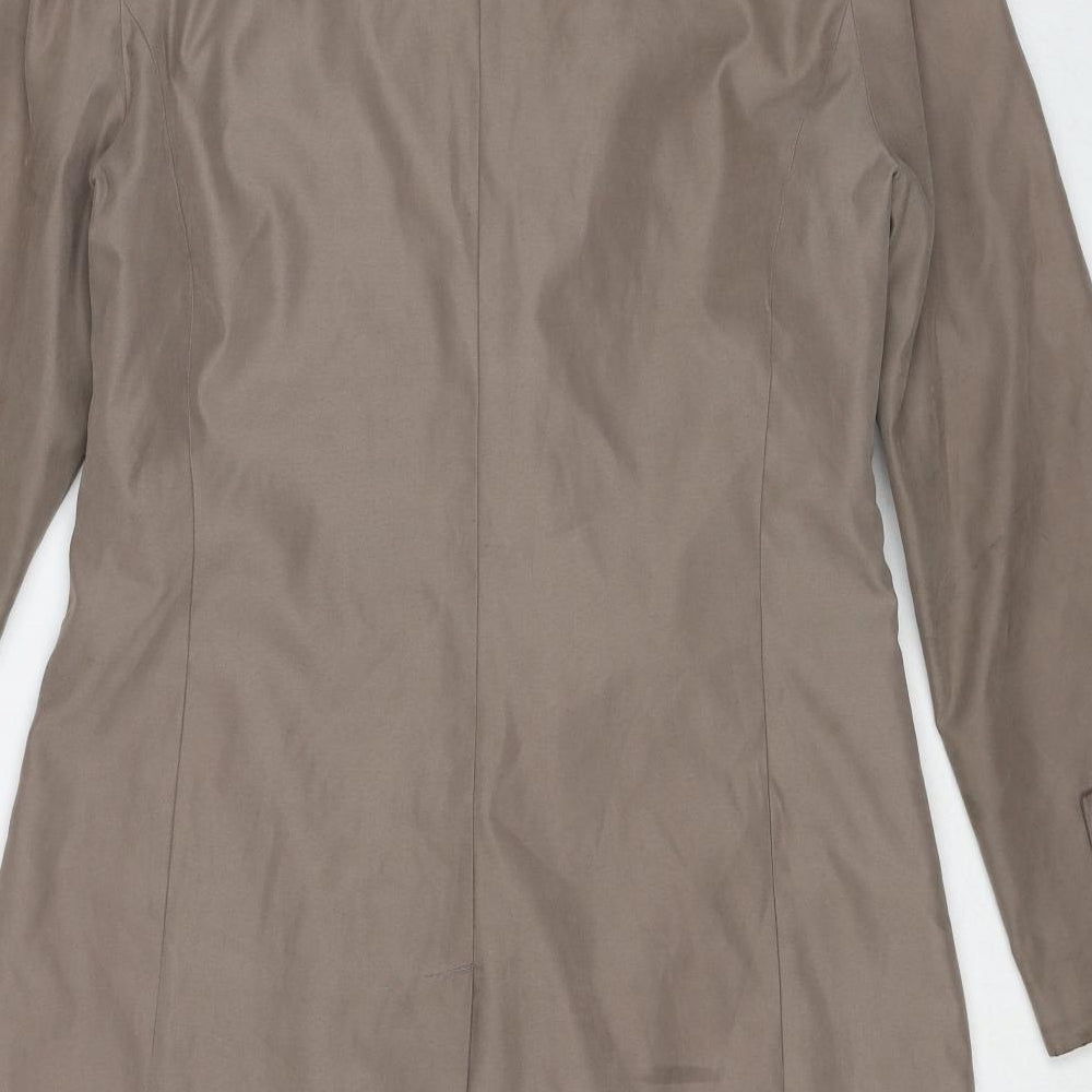 Brand and care label for AMARANTO women’s brown overcoat coat, size UK 10, button