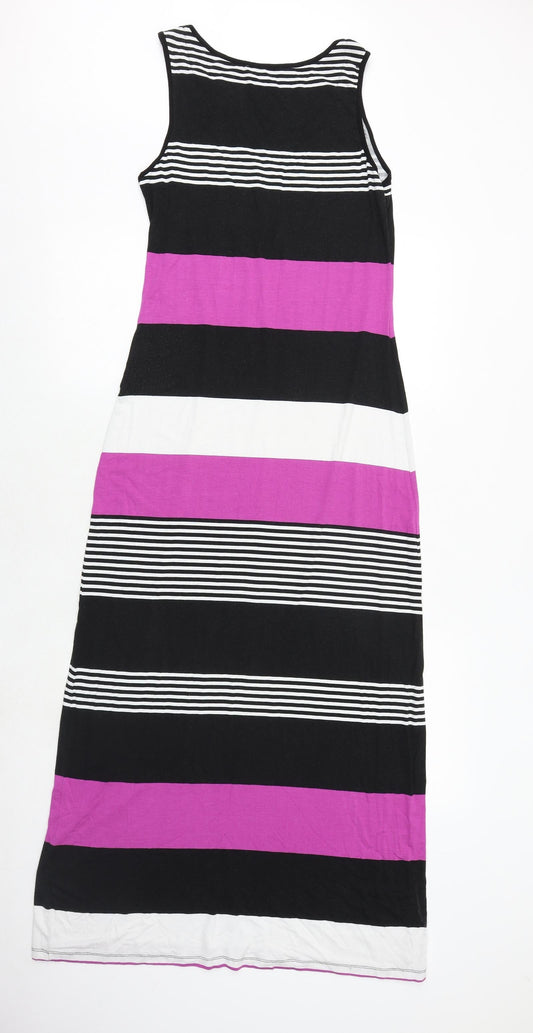 Lakeland Womens Multicoloured Striped Polyester Maxi Size 10 Scoop Neck Pullover