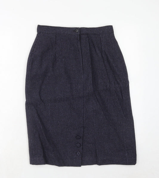 Etam Womens Purple Geometric Wool Straight & Pencil Skirt Size 16 Zip