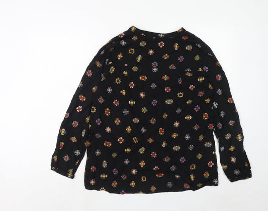 Womens UK Size M Zara Black Basic Button-Up