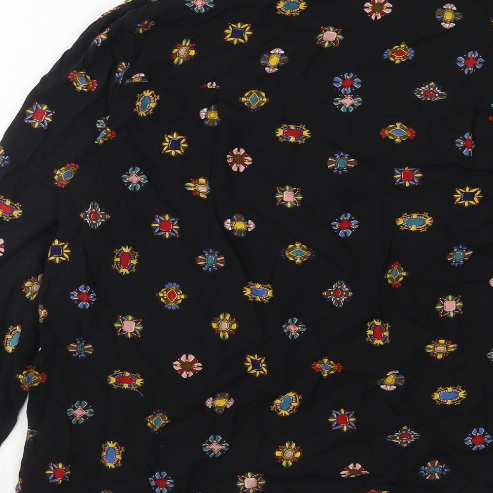 Womens UK Size M Zara Black Basic Button-Up