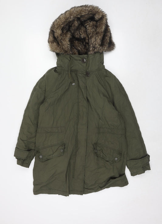 Womens UK Size 6 Topshop Green Parka Coat