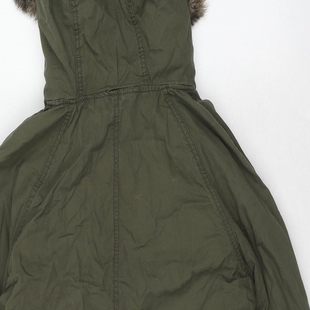 Womens UK Size 6 Topshop Green Parka Coat