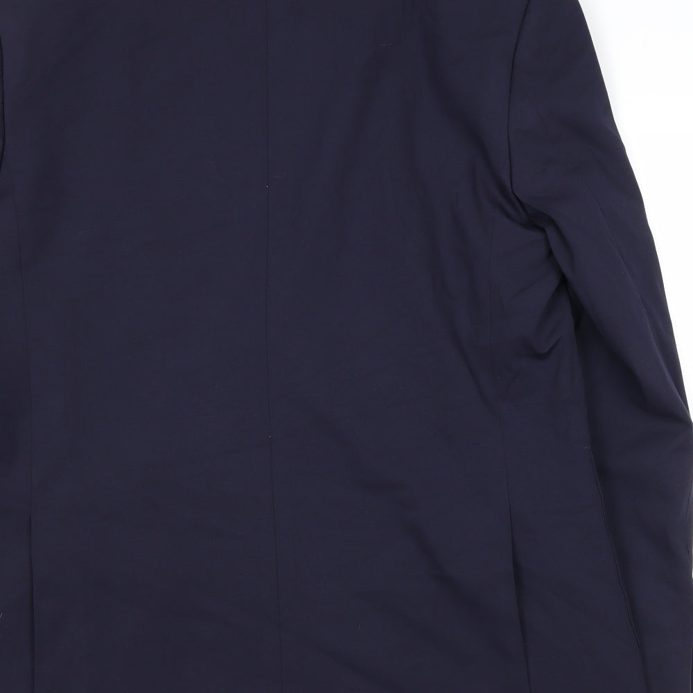 Brand and care label for Autograph men’s blue polyester jacket suit jacket, size 42, regular
