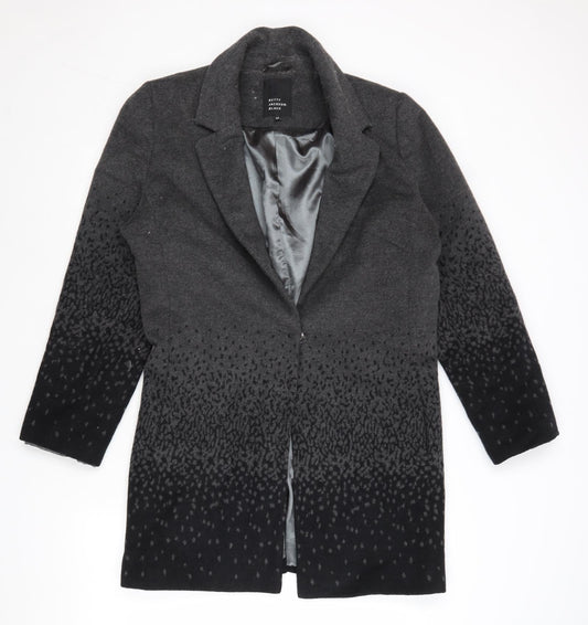 Additional front view of Betty Jackson women’s grey geometric overcoat coat, size UK 16, snap
