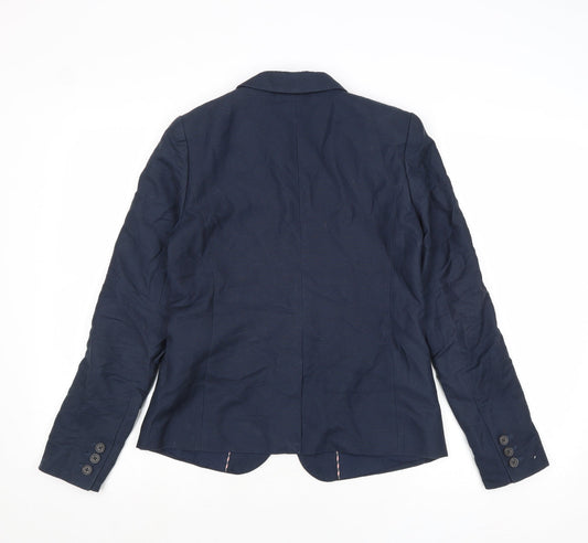 Jack Wills Womens Blue Cotton Jacket Blazer Size 8