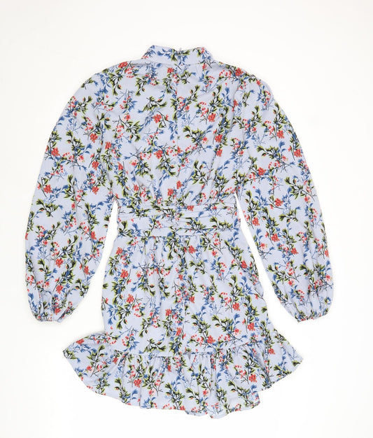 PRETTYLITTLETHING Womens Multicoloured Floral Polyester Mini Size 6 Mock Neck Zip