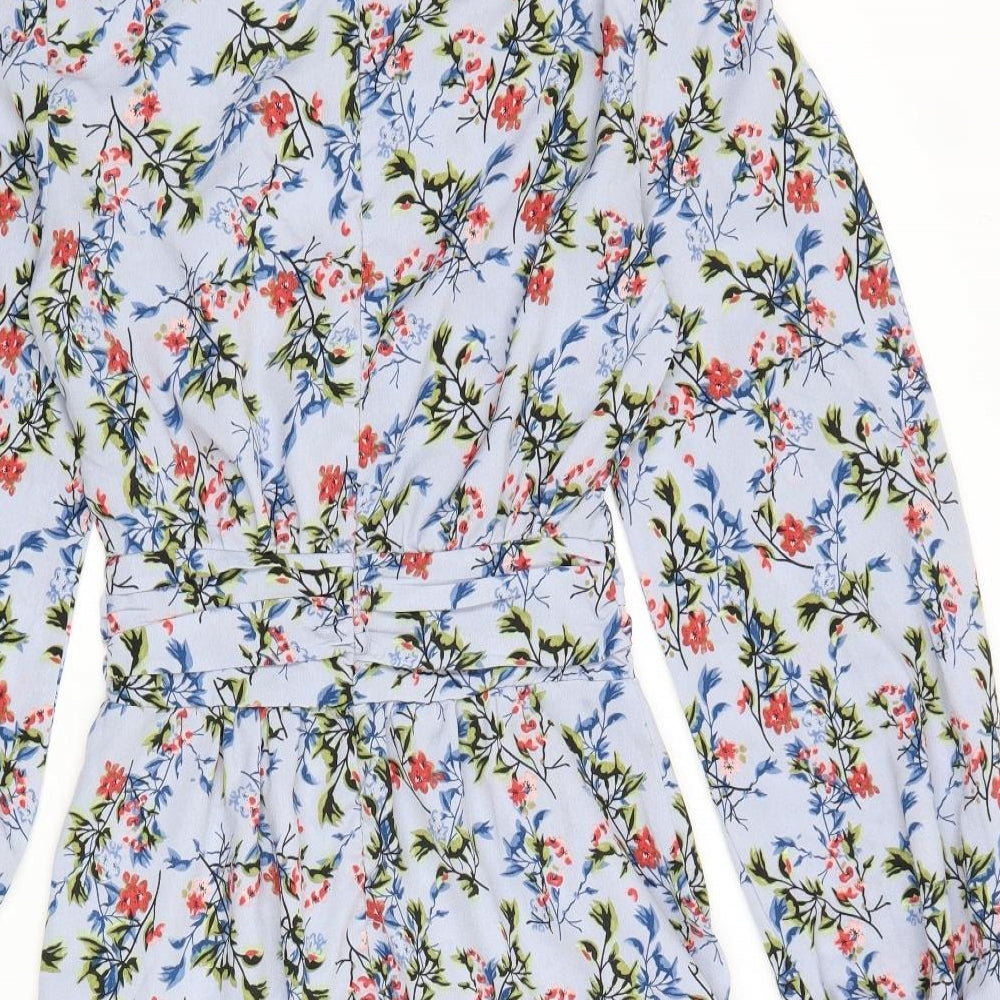 PRETTYLITTLETHING Womens Multicoloured Floral Polyester Mini Size 6 Mock Neck Zip