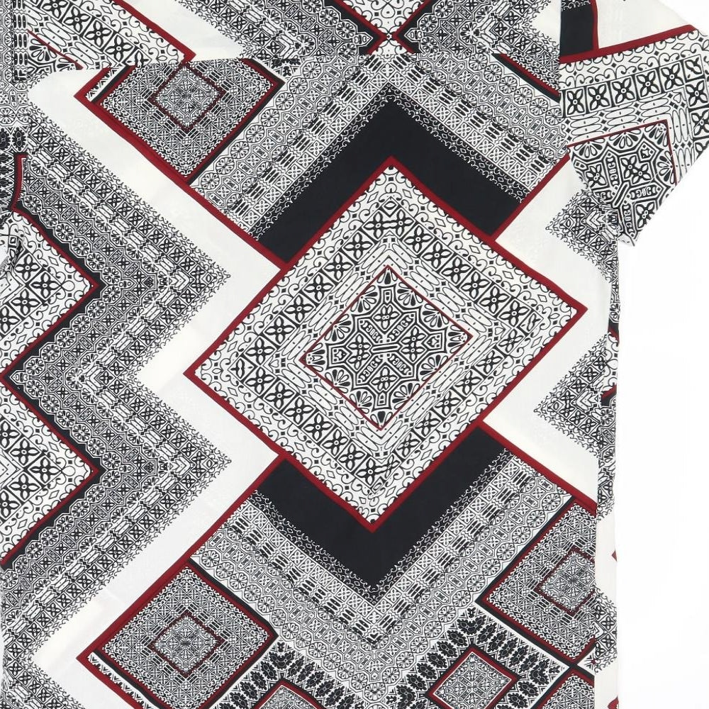 Boohoo Womens Multicoloured Geometric Polyester Basic Button-Up Size S Collared