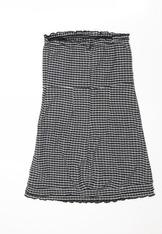 Topshop Womens Black Striped Polyester Mini Size 10 Square Neck Zip