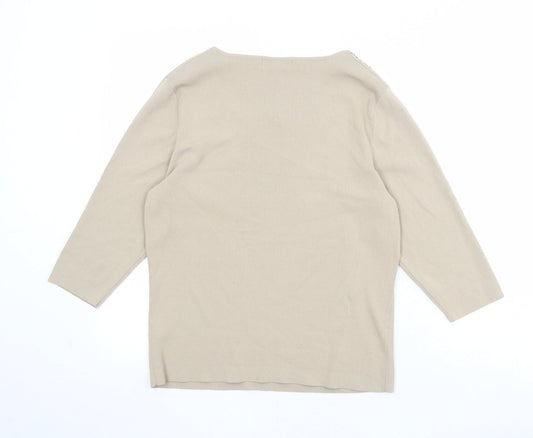 Womens UK Size 14 Gray & Osbourn Beige Pullover Jumper