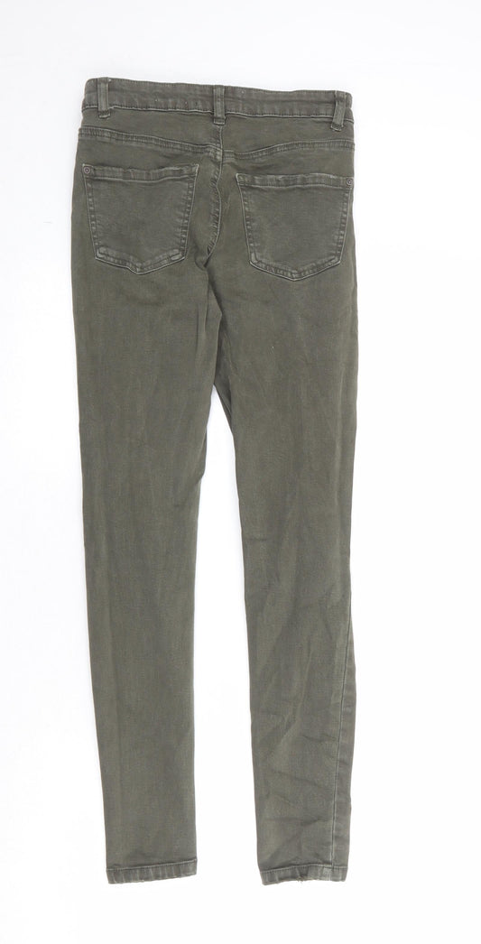 New Look Womens Green Cotton Skinny Jeans Size 8 Regular Zip