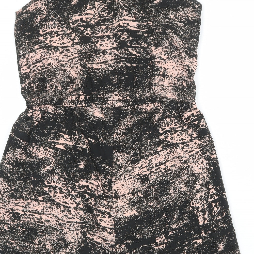 Boohoo Womens Black Geometric Polyester Playsuit One-Piece Size 10 Zip