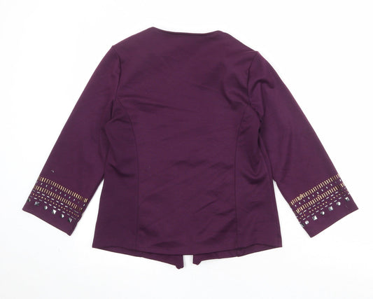 Epilogue Womens Purple V-Neck Polyester Cardigan Jumper Size 12