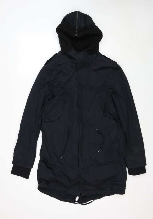 Womens UK Size S Divided by H&M Blue Parka Coat