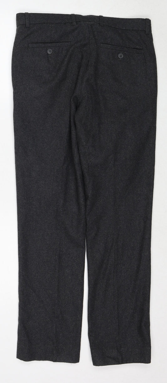 Black & White Mens Grey Wool Trousers Size 30 in Slim Zip