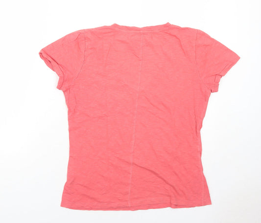 John Lewis Womens Pink Cotton Basic T-Shirt Size 10 V-Neck