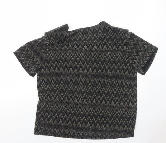Womens UK Size M Roman Black Basic Blouse