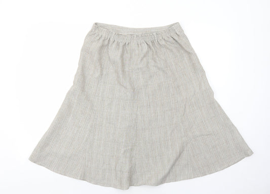Damart Womens Beige Striped Polyester Swing Skirt Size 12