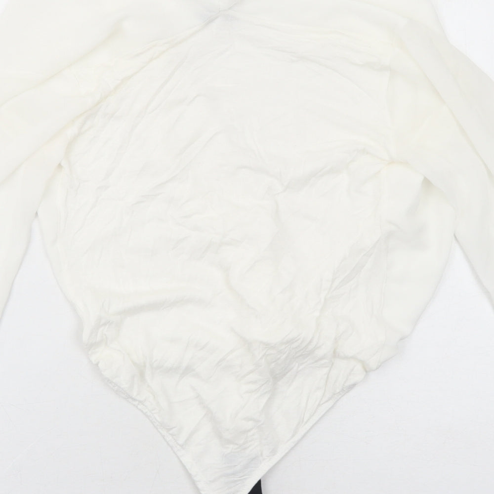 Boohoo Womens White Polyester Bodysuit One-Piece Size 8 Hook & Eye