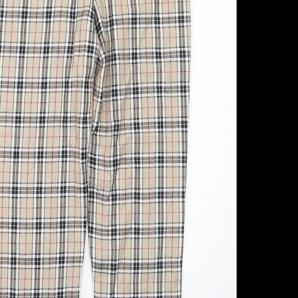 Nasty Gal Womens Beige Plaid Polyester Carrot Trousers Size 6 Regular Zip