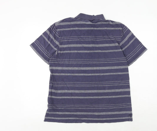 Blue Harbour Mens Blue Striped 100% Cotton Polo Size S Collared Button