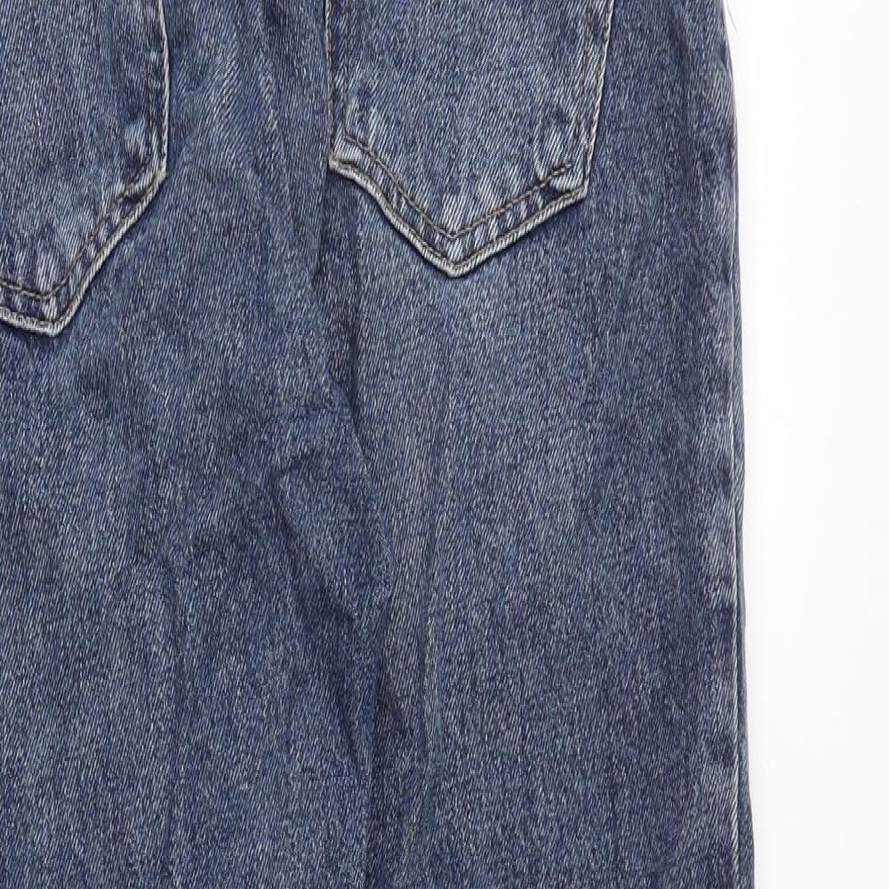 Topshop Womens Blue Cotton Skinny Jeans Size 30 in Extra-Slim Zip