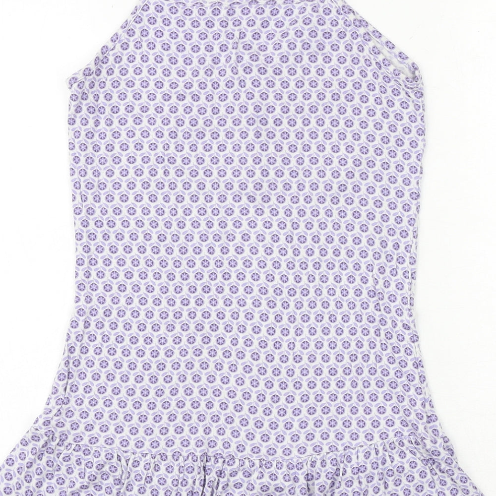 Gaspe Womens Purple Geometric Viscose Basic Blouse Size S V-Neck