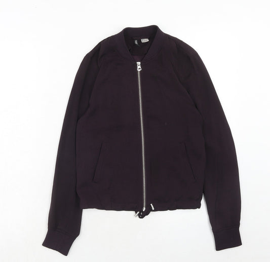 Womens UK Size 4 H&M Purple Bomber Jacket