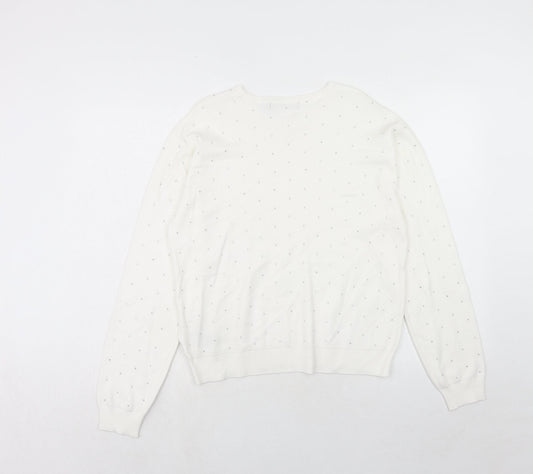 Womens UK Size M Marks and Spencer White Pullover Jumper